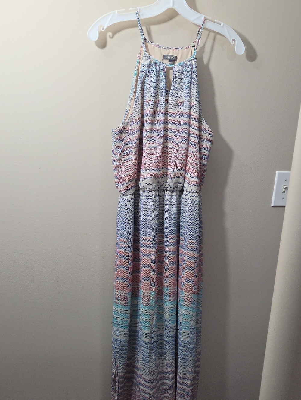Lily Rose Pastel Chevron Halter Maxi Dress
